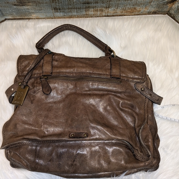 Frye Cameron Distressed Leather Messenger Satchel Bag - Picture 2 of 14
